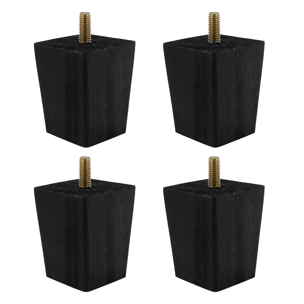 4X 2.4in Black Square Tapered Wooden Furniture Legs M731