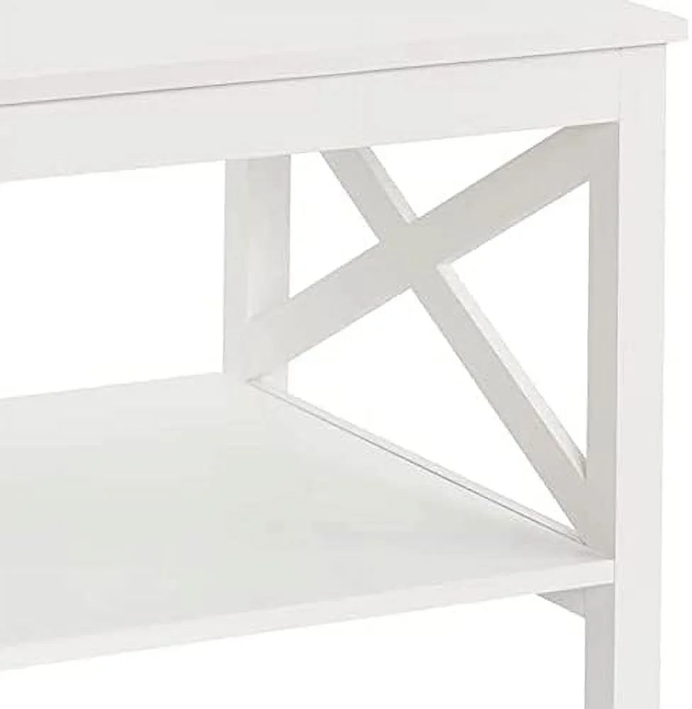 White Wood Coffee Table with Shelf B8864