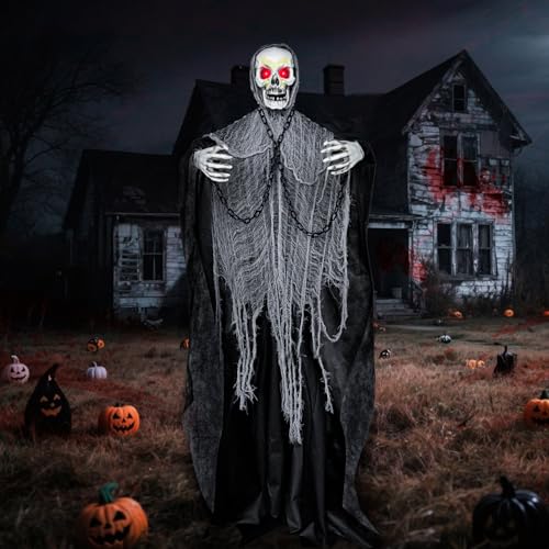 Life Size Animatronics Grim Reaper Halloween Decoration with Chain G56280