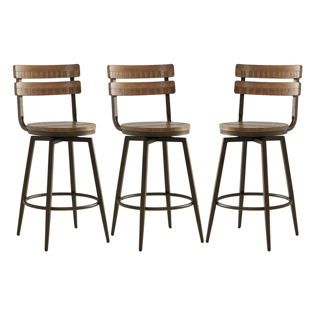 26" Swivel Counter Height Bar Stools Set of 3 Wood X542488