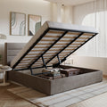 King Size Upholstered Storage Platform Bed Frame with Wingback Headboard T3733