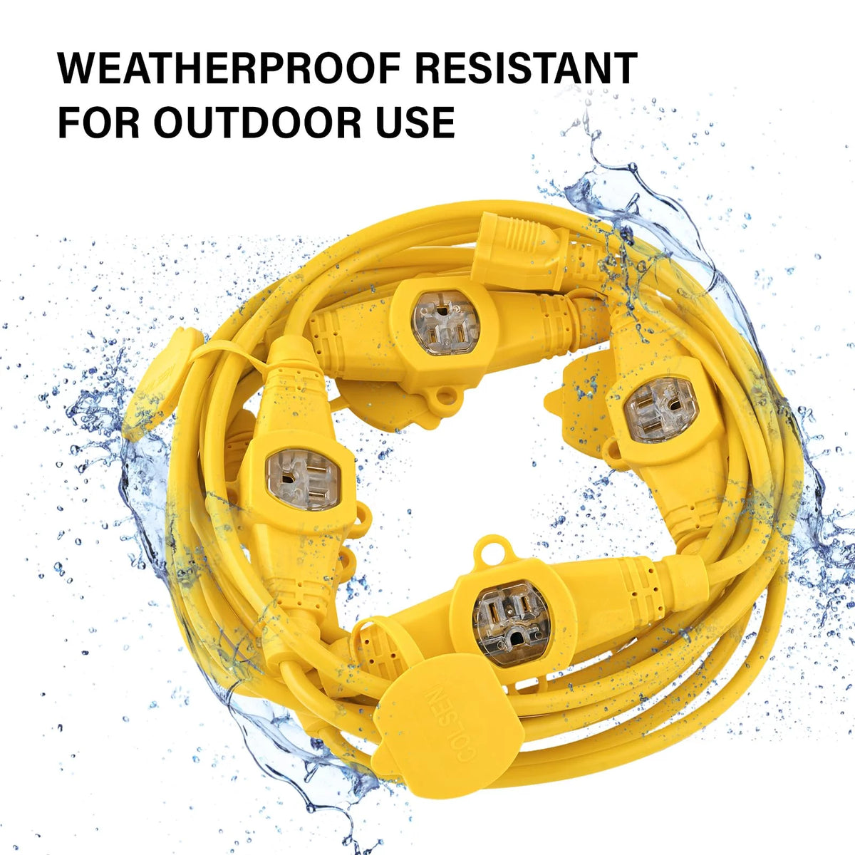 25FT Yellow Power Extension Cord 3 Prong 16 Gauge SJTW T179