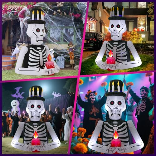 8FT Halloween Inflatable Skeleton Tree with LED Lights F459715