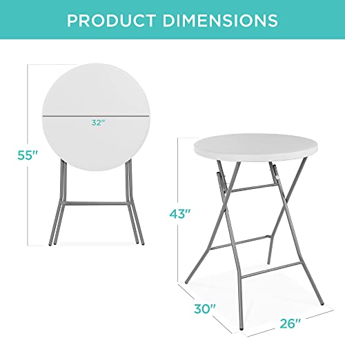 32in Round Folding Bar Height Table White B7673