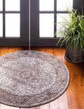 Light Brown Ivory 5' 1 Round Medallion Rug O4262