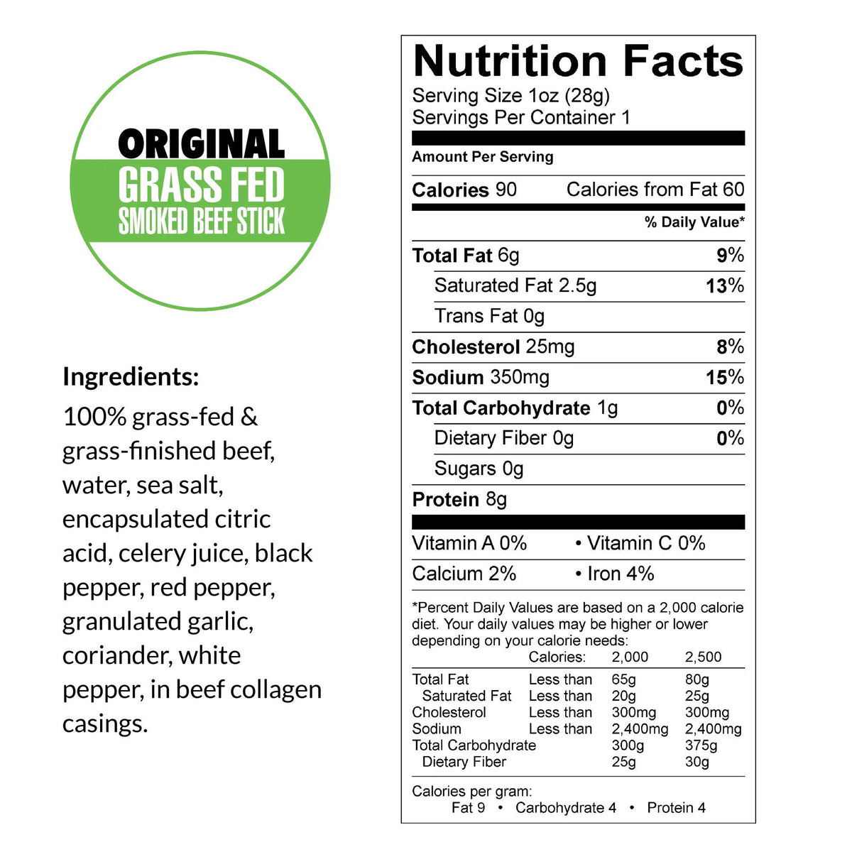 No Sugar 100% Grass-fed Beef Sticks 144-ct E5529