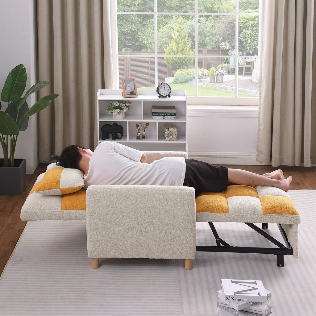 3-in-1 Convertible Sleeper Chair Bed Yellow U421565