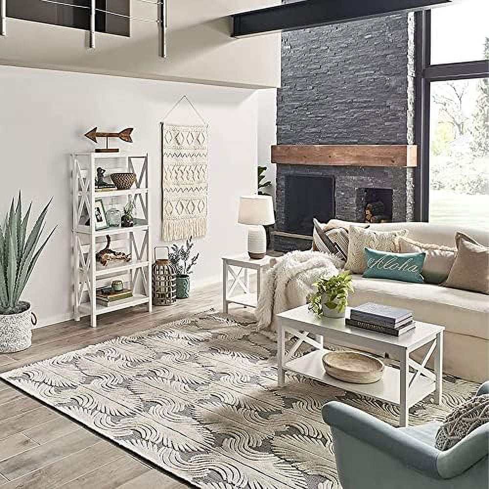 White Wood Coffee Table with Shelf B8864