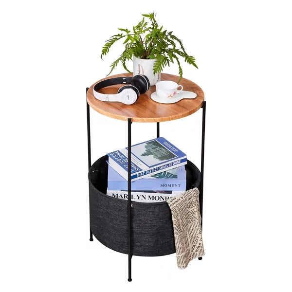 Round Side Table with Storage Basket K837
