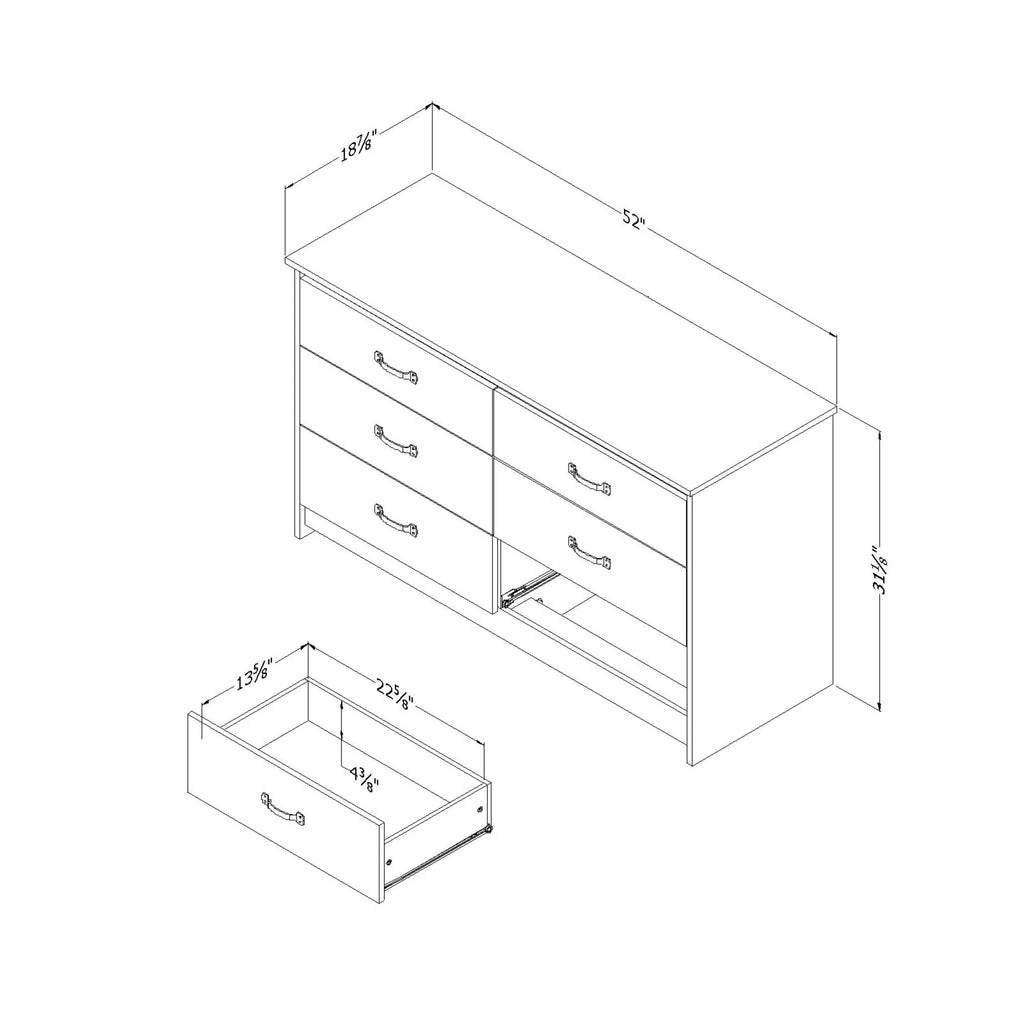 6 Drawer Weathered Oak Dresser S66529