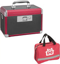 Lockable Medicine Storage Box with First Aid Bag Organizer, Black Red V877059
