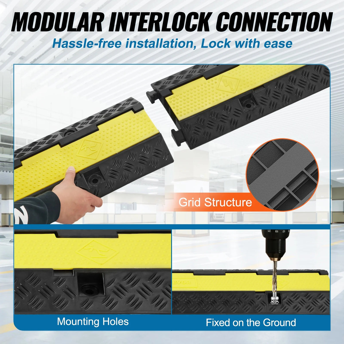3 PCs 2 Channel Cable Protector Ramp J144589