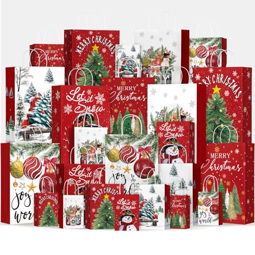 24 Christmas Gift Paper Bags with Handles D35707