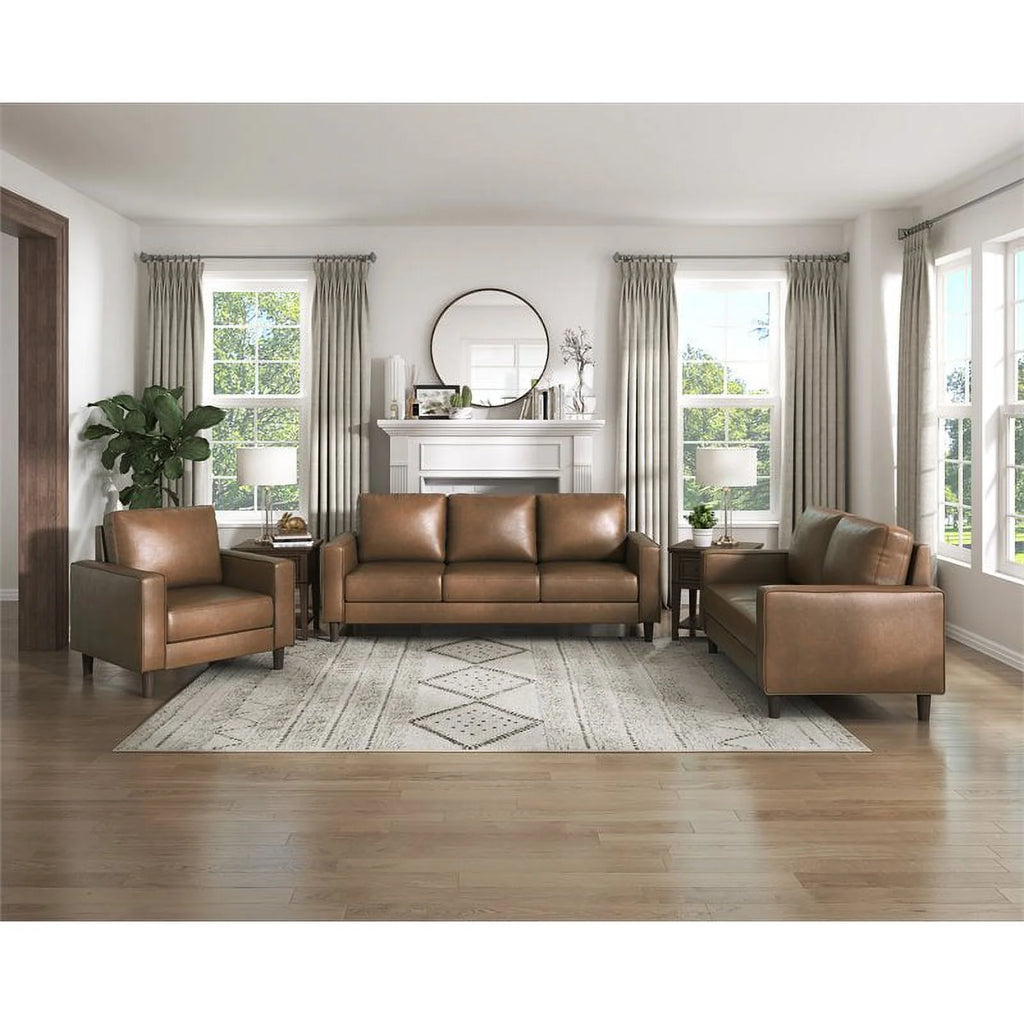 Brown Faux Leather 3 Seater Sofa N65043