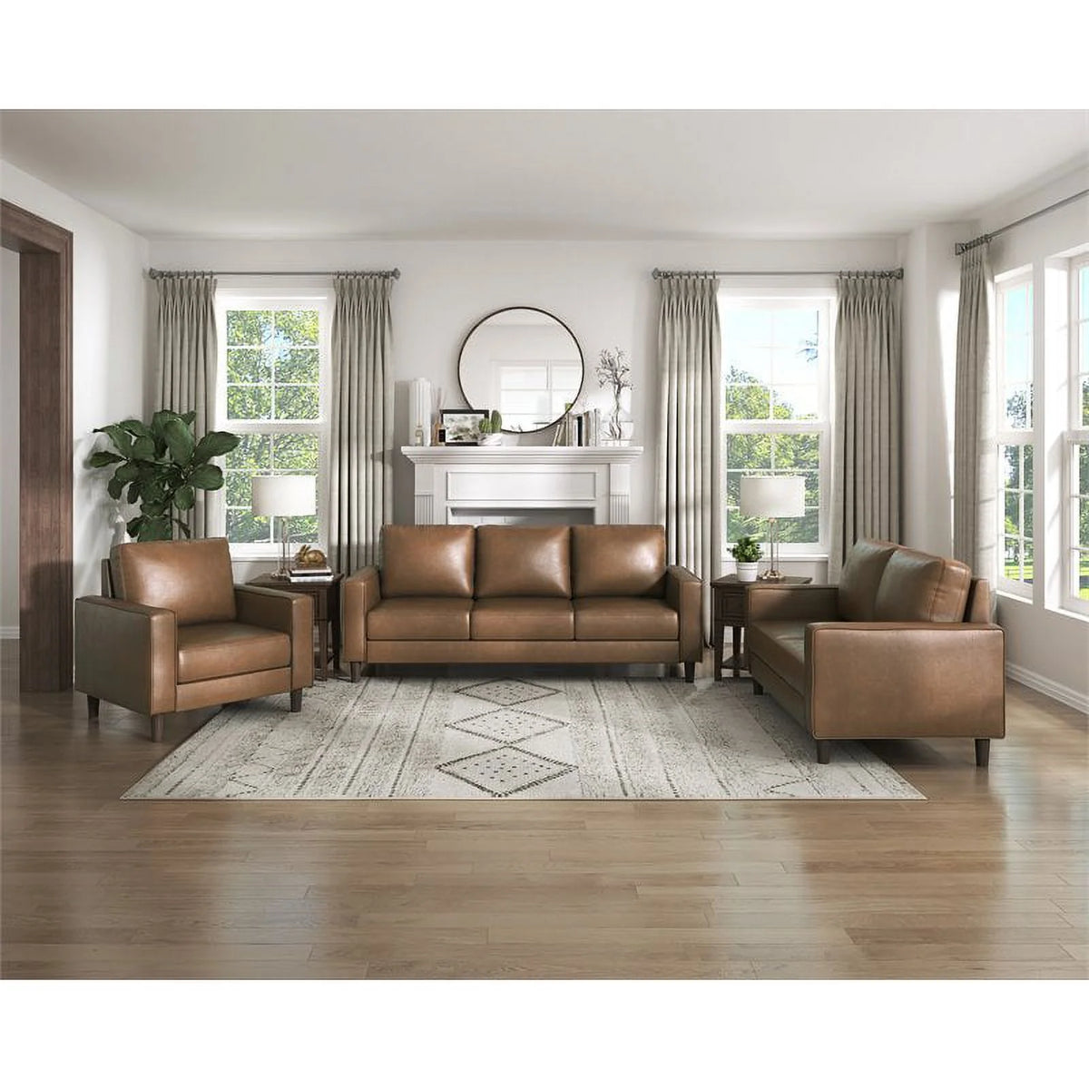 Brown Faux Leather 3 Seater Sofa N65043
