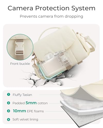 Small Camera Bag, DSLR Camera Case, Crossbody Camcorder Bags with Rain Cover C4954