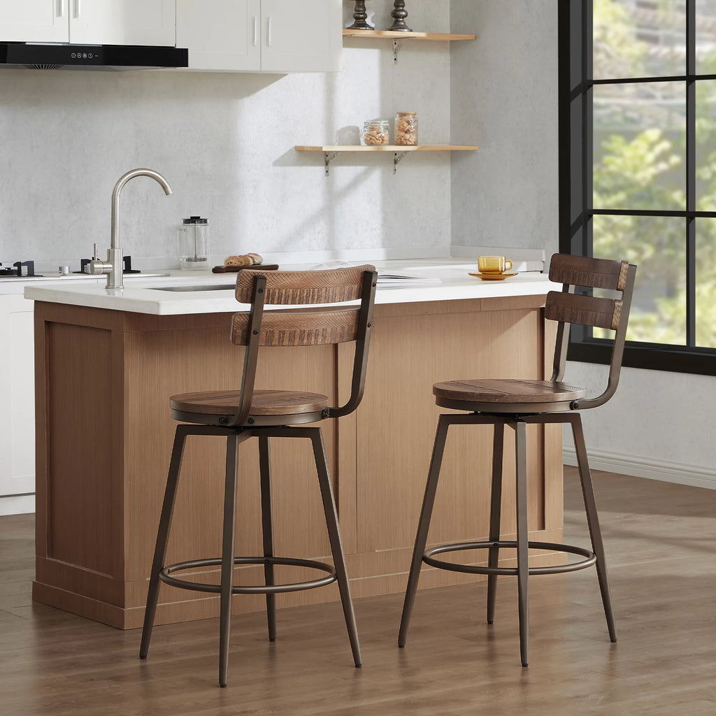 26" Swivel Counter Height Bar Stools Set of 3 Wood X542488