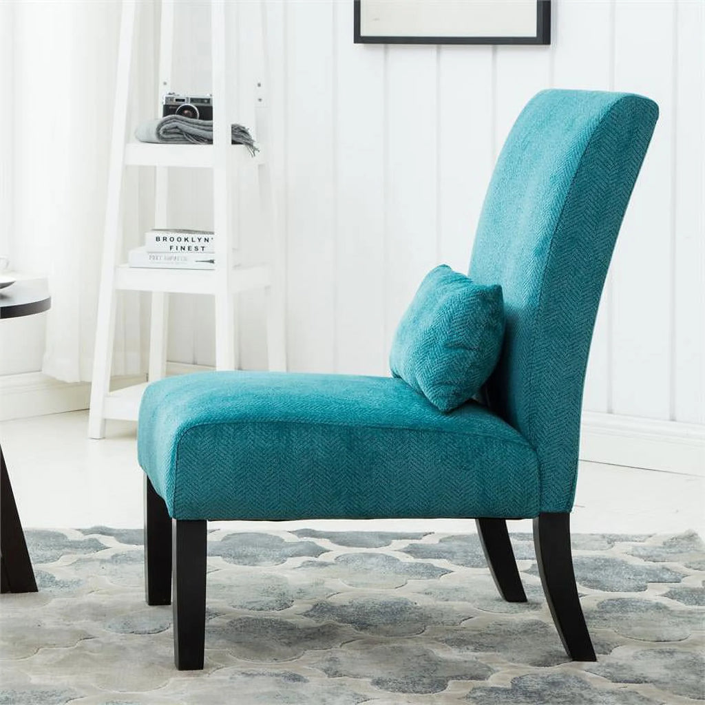 Teal Blue Chenille Accent Chair with Pillow S803