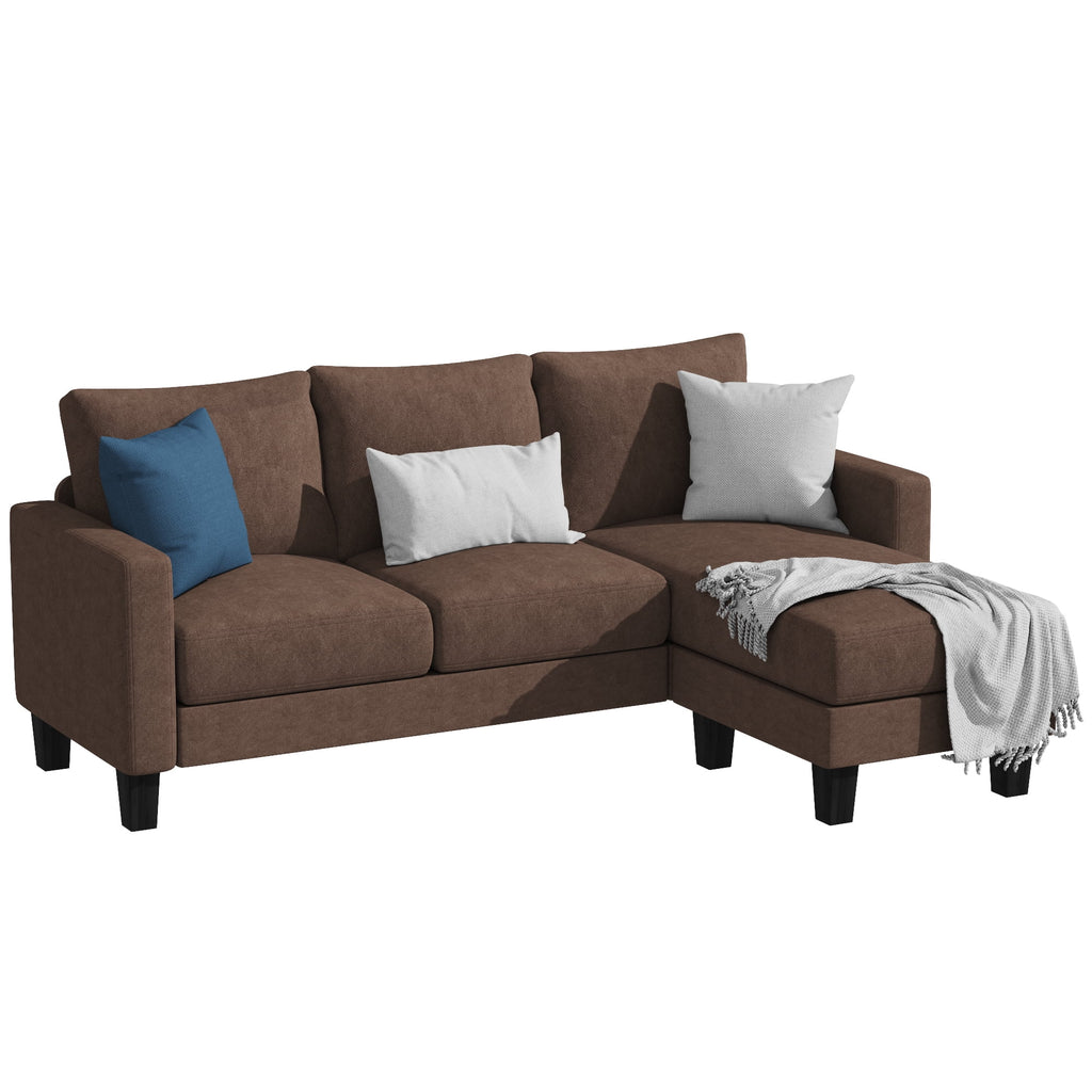 Modern Linen Fabric L-Shaped Sectional Sofa with Reversible Chaise, Dark Gray G386555