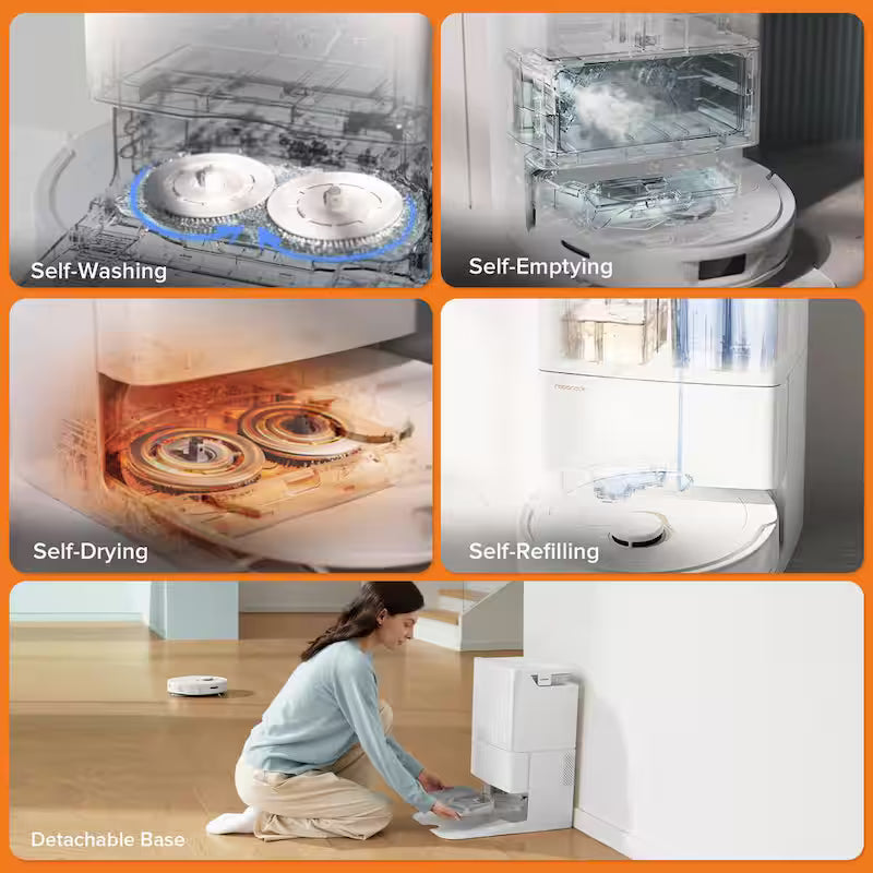 Robotic Vacuum and Mop with Self-Emptying, Self-Drying, White X9162