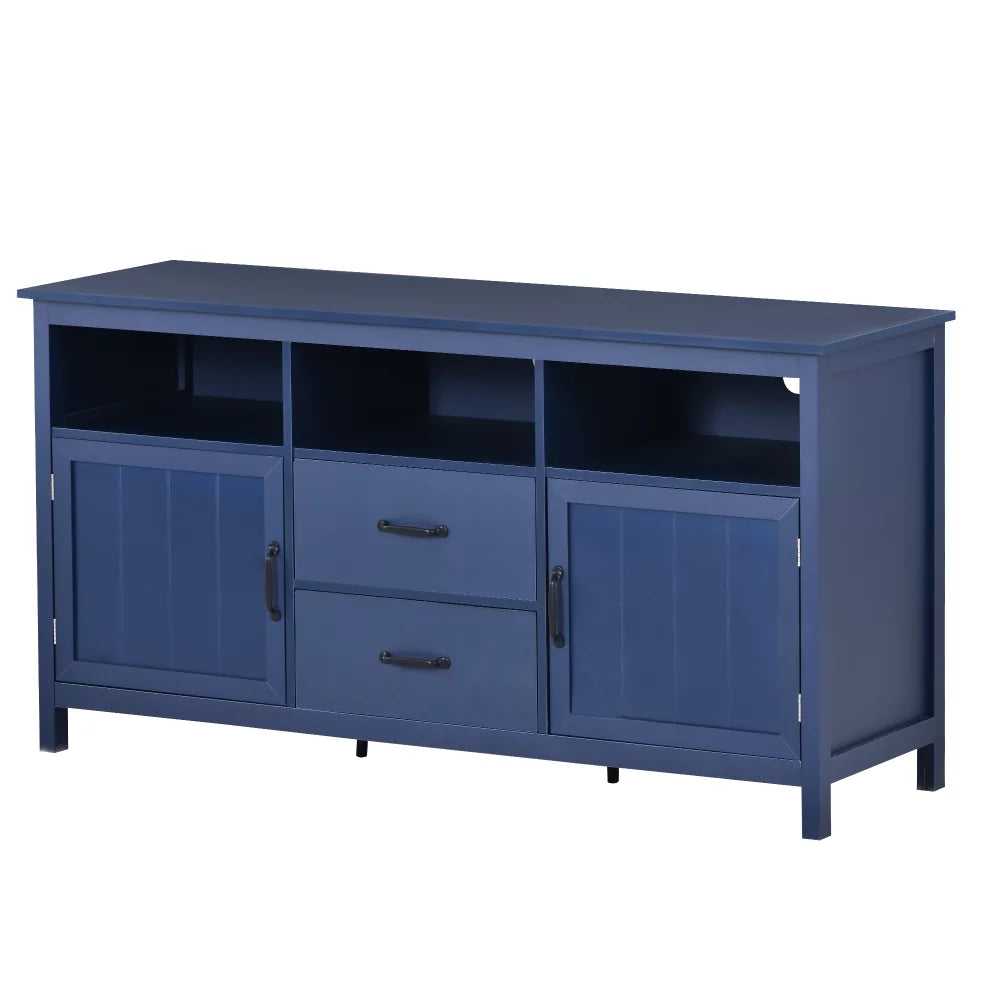 Open Style Cabinet with Sideboard, 2 Doors and 2 Drawers, Navy D741605