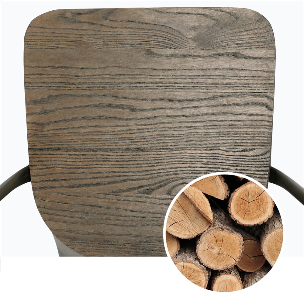 Set of 4 Metal Dining Chair with Wooden Seat Stackable O16524