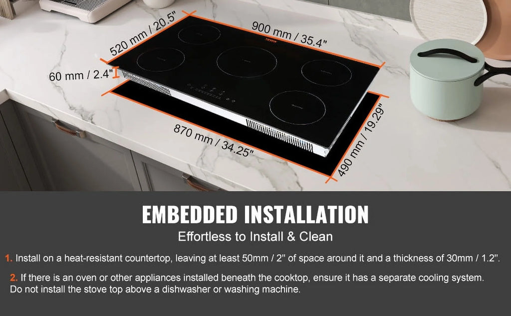 36 inch Electric Cooktop 5 Burners Ceramic Glass Stove Top G988
