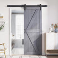 Gray Wood Barn Door Slab with Hardware Track Kit Z677