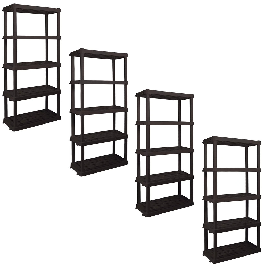 5-Tier Shelving Unit, Black, Pack of 4 I75836