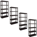 5-Tier Shelving Unit, Black, Pack of 4 I75836