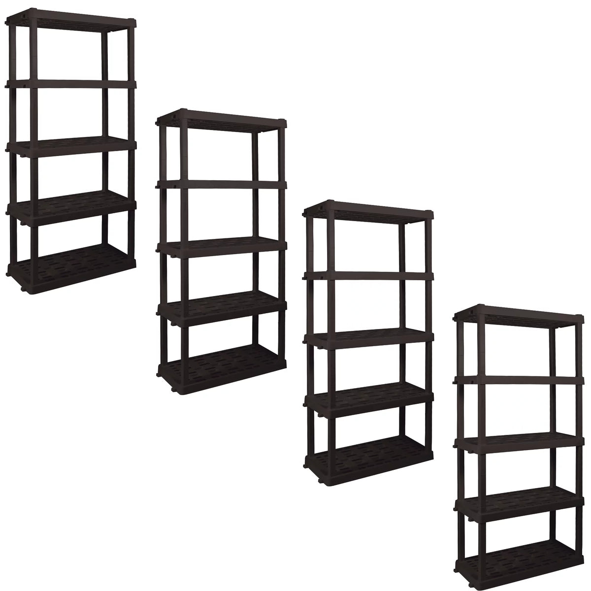5-Tier Shelving Unit, Black, Pack of 4 I75836