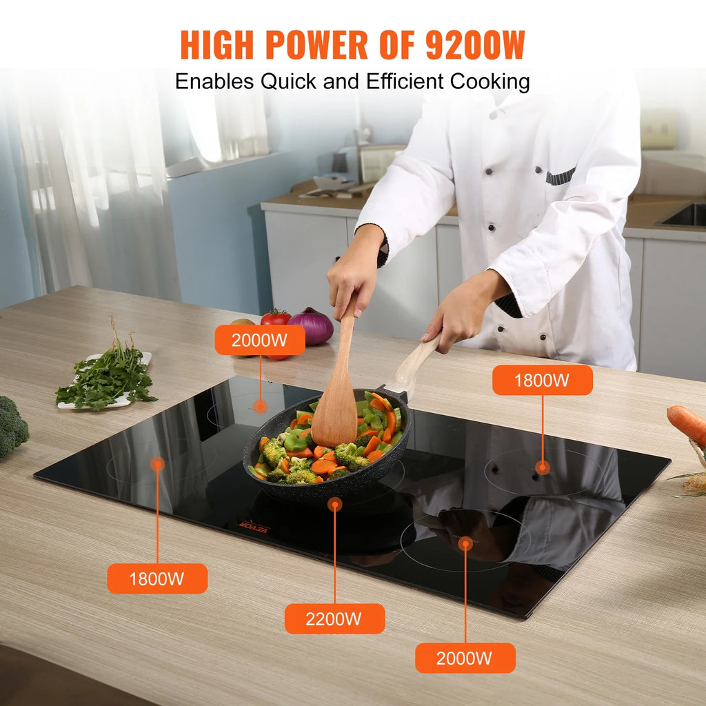 36 inch Electric Cooktop 5 Burners Ceramic Glass Stove Top G988