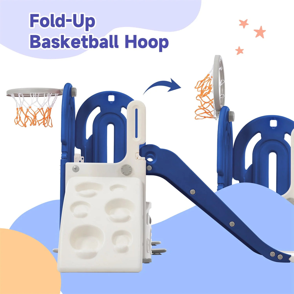 4 in 1 Toddler Climber and Slide Set with Basketball Hoop J412