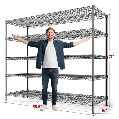55.5" W 5 Tier Metal Shelving Unit R75606