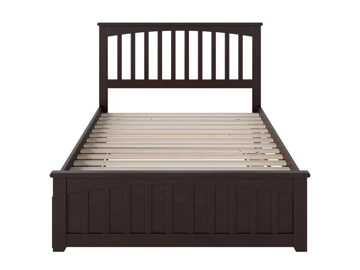 Full Platform Bed with Foot Board and Trundle Bed in Espresso A177028