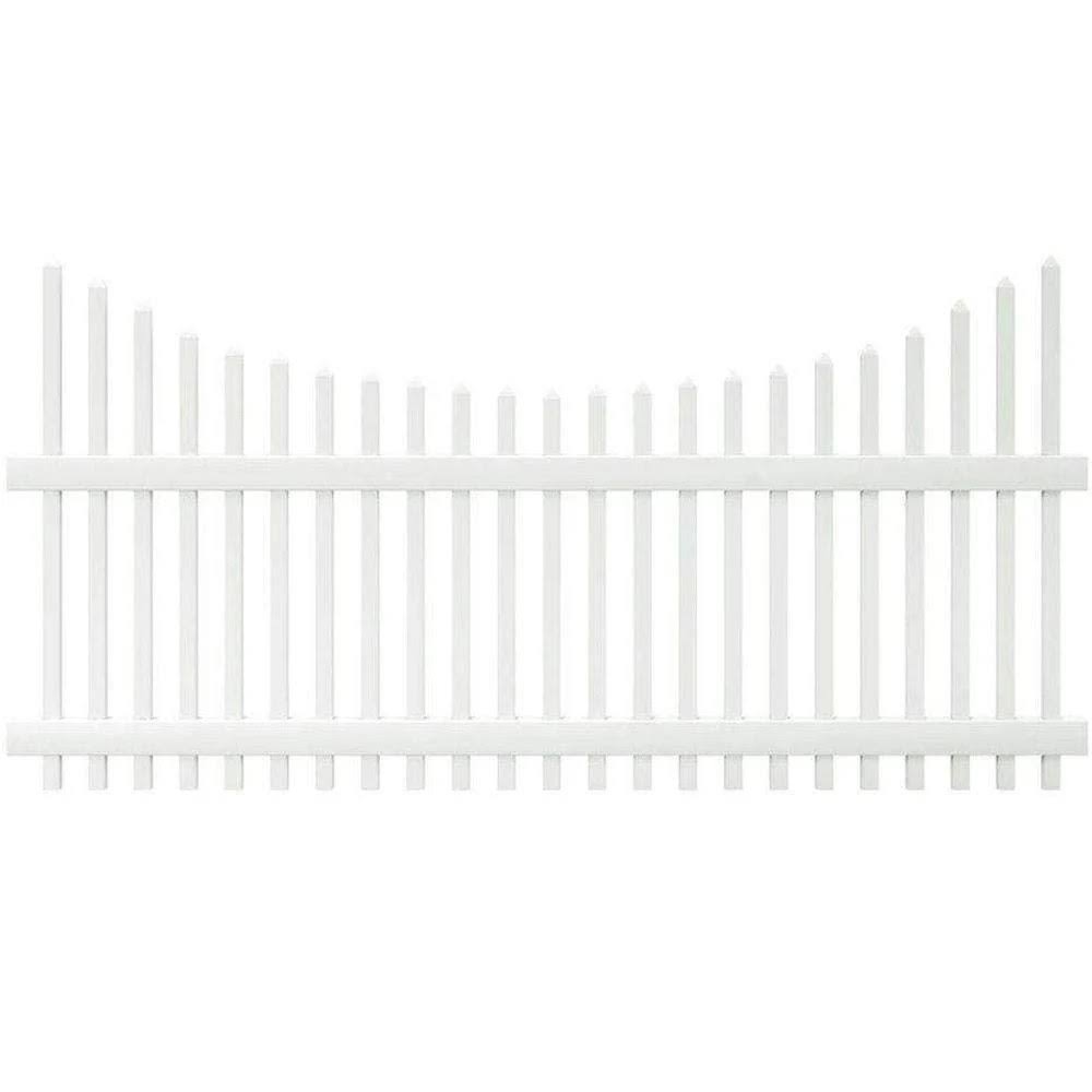 White Vinyl Scalloped Top Spaced Picket Fence Panel A880747