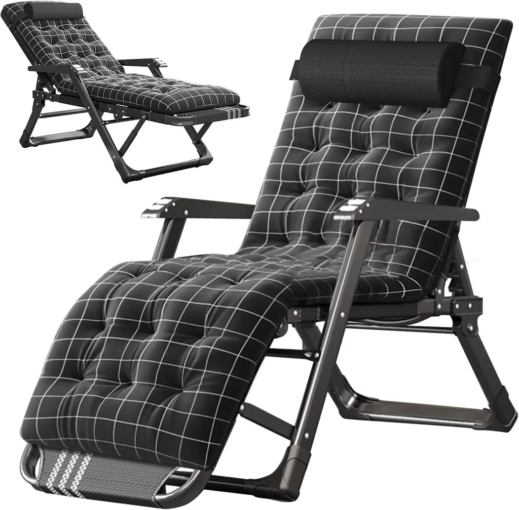 Folding Adjustable 5-Position Outdoor Chaise Lounge Chair with Headrest V2818