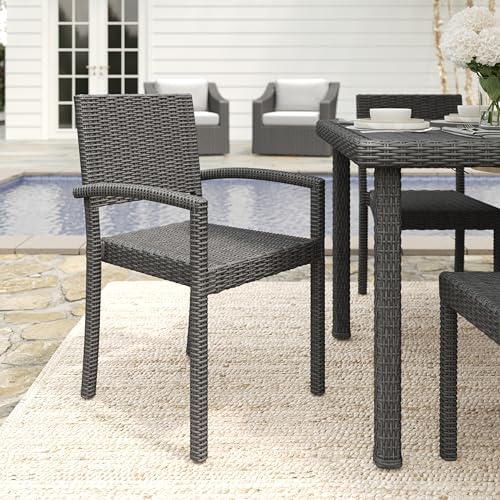 Brown Set of 2 Stackable Patio Armchairs L6349