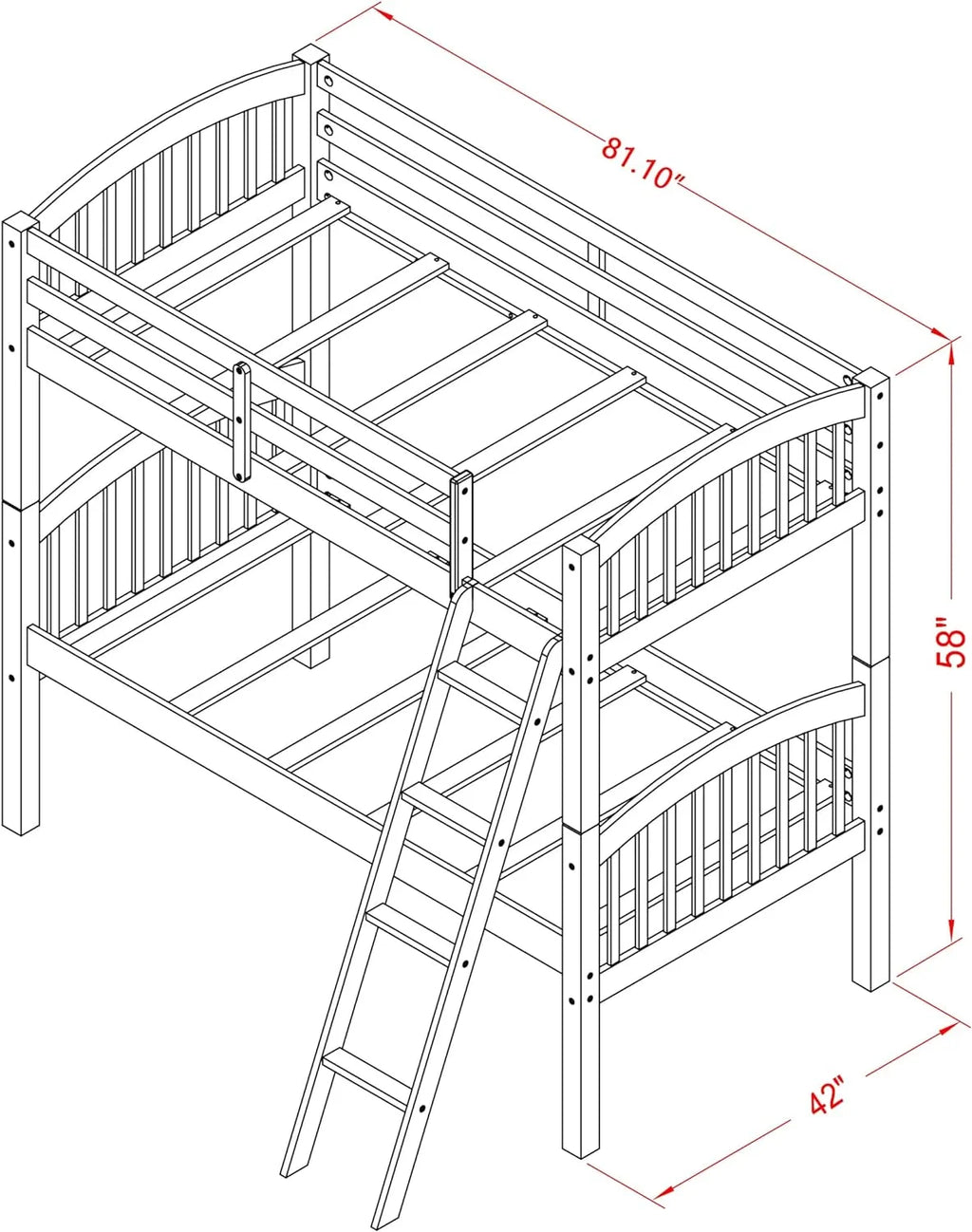 Wood Bunk Beds with Ladder and Safety Rail N4621