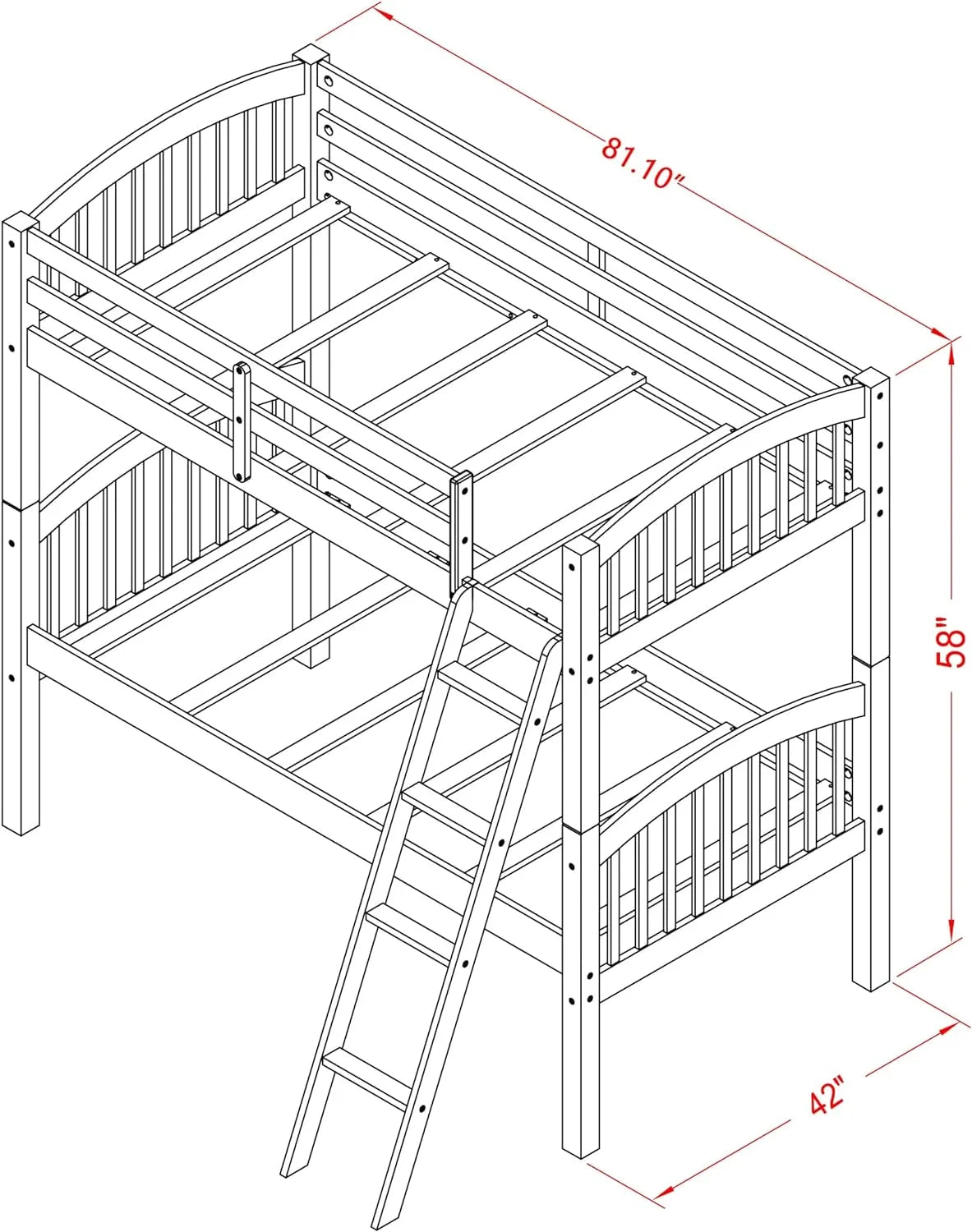 Wood Bunk Beds with Ladder and Safety Rail N4621