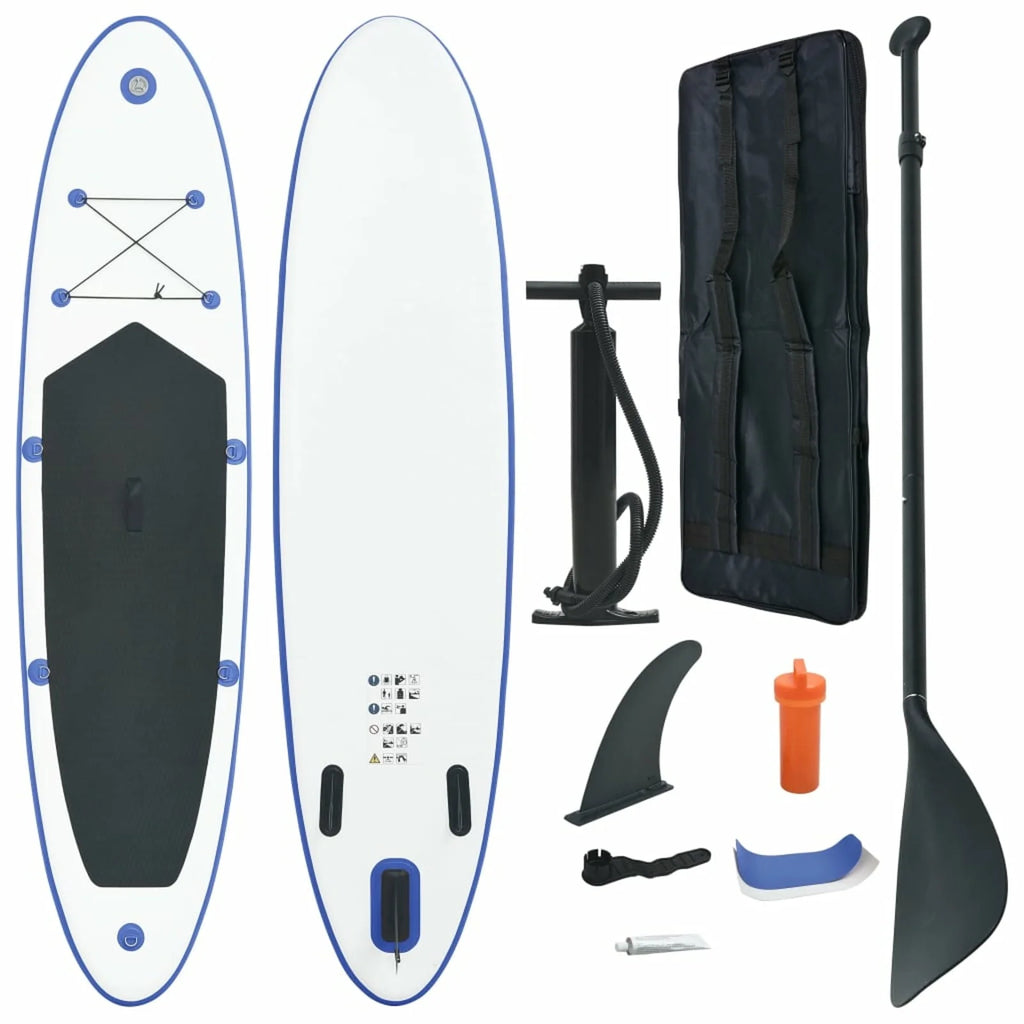 Inflatable Blue and White Paddle Board Set D4763