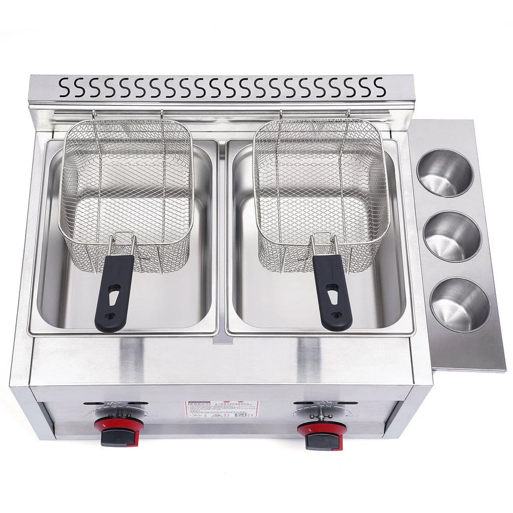 6L Commercial Countertop Gas Deep Fryer with 2 Frying Basket F766