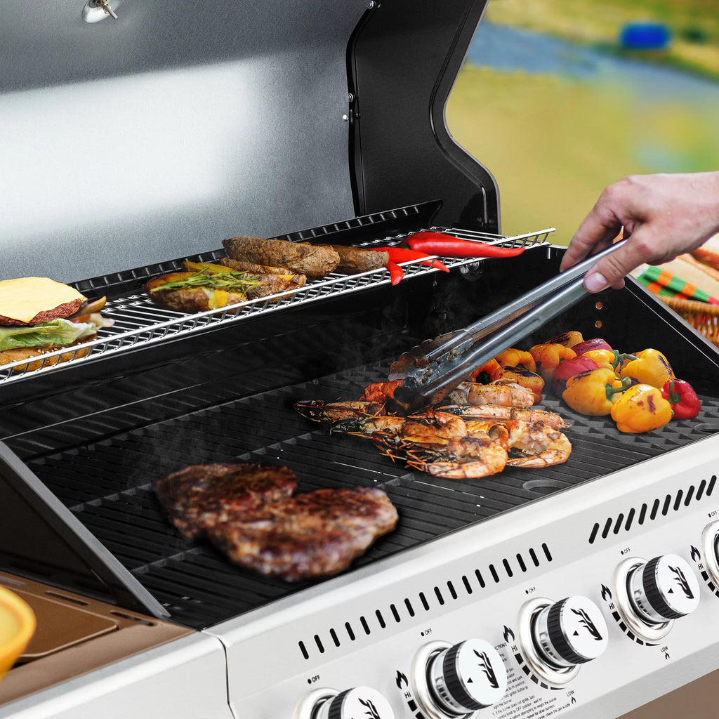 6-Burner Gas Grill with Sear Burner and Side Burner U7705