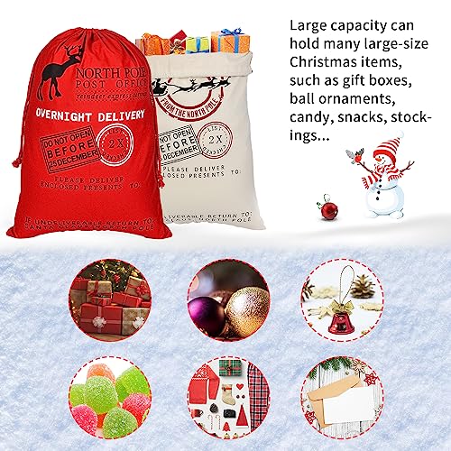 6 Pack Large Cotton Canvas Drawstring Gift Sacks I4431