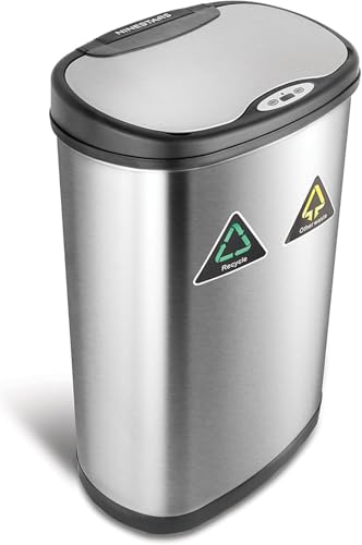 Automatic Touchless Motion Sensor Semi-Round Trash Can/Recycler, 18.5 Gal. 70 L., Stainless Steel K855879