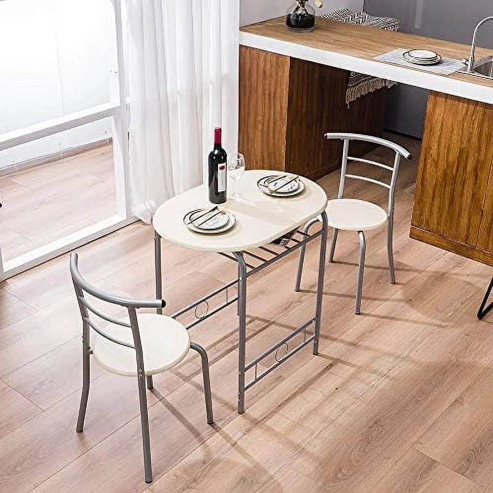 Black Space Saving Dining Table Set with 2 Chairs E2570