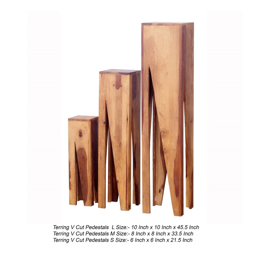 Set of 3 Sheesham Wood Pedestal Table Stand S81017
