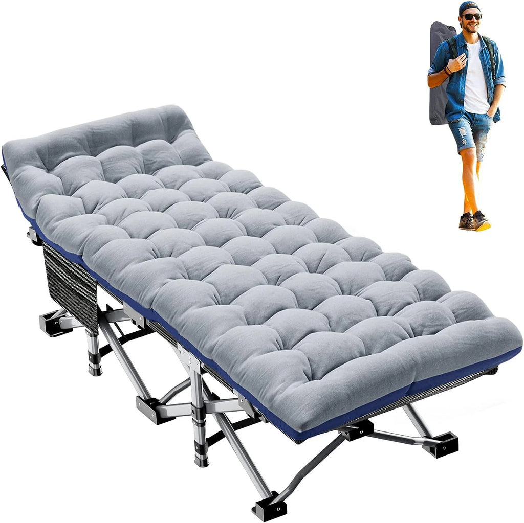 2 Pack Folding Camping Cot with Mattress and Carry Bag T643