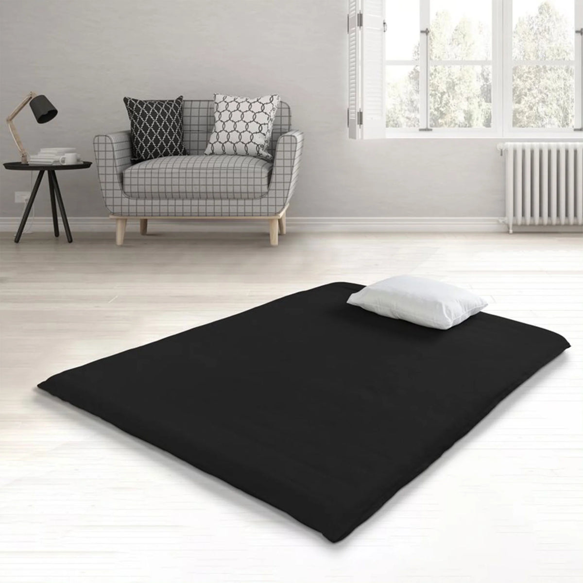 Japanese Futon Floor Mattress Queen Black B7204