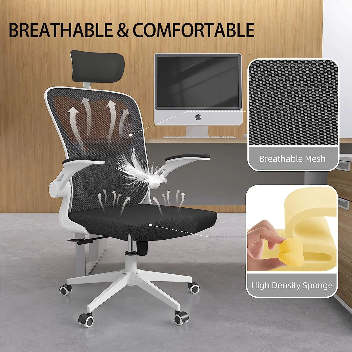 Ergonomic Office Chair with Headrest and Lumbar Support E5785